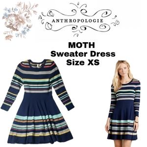 ANTHROPOLOGIE- Moth Fit & Flare Sweater Dress, Size XS